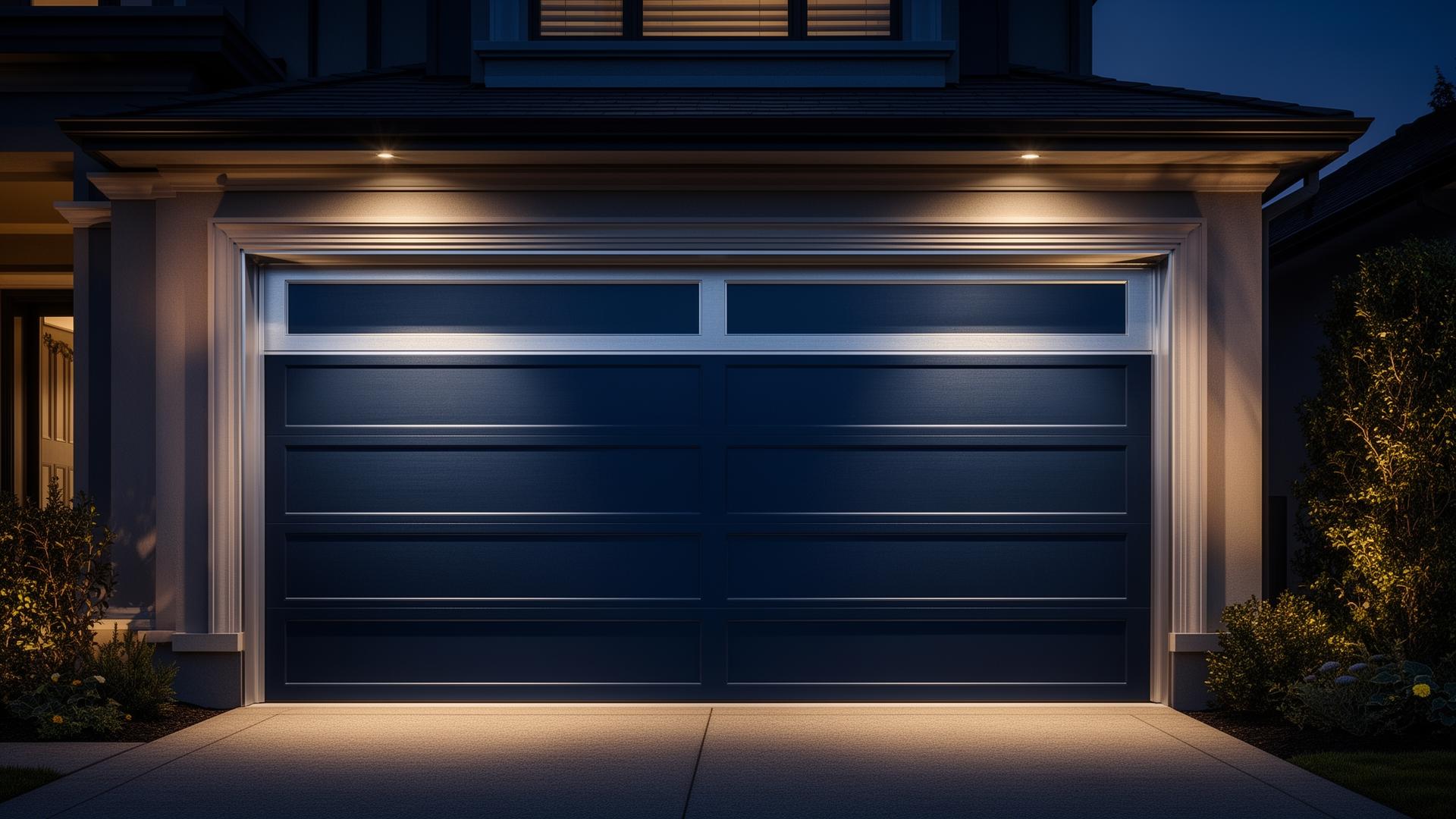 Modern garage door on elegant home